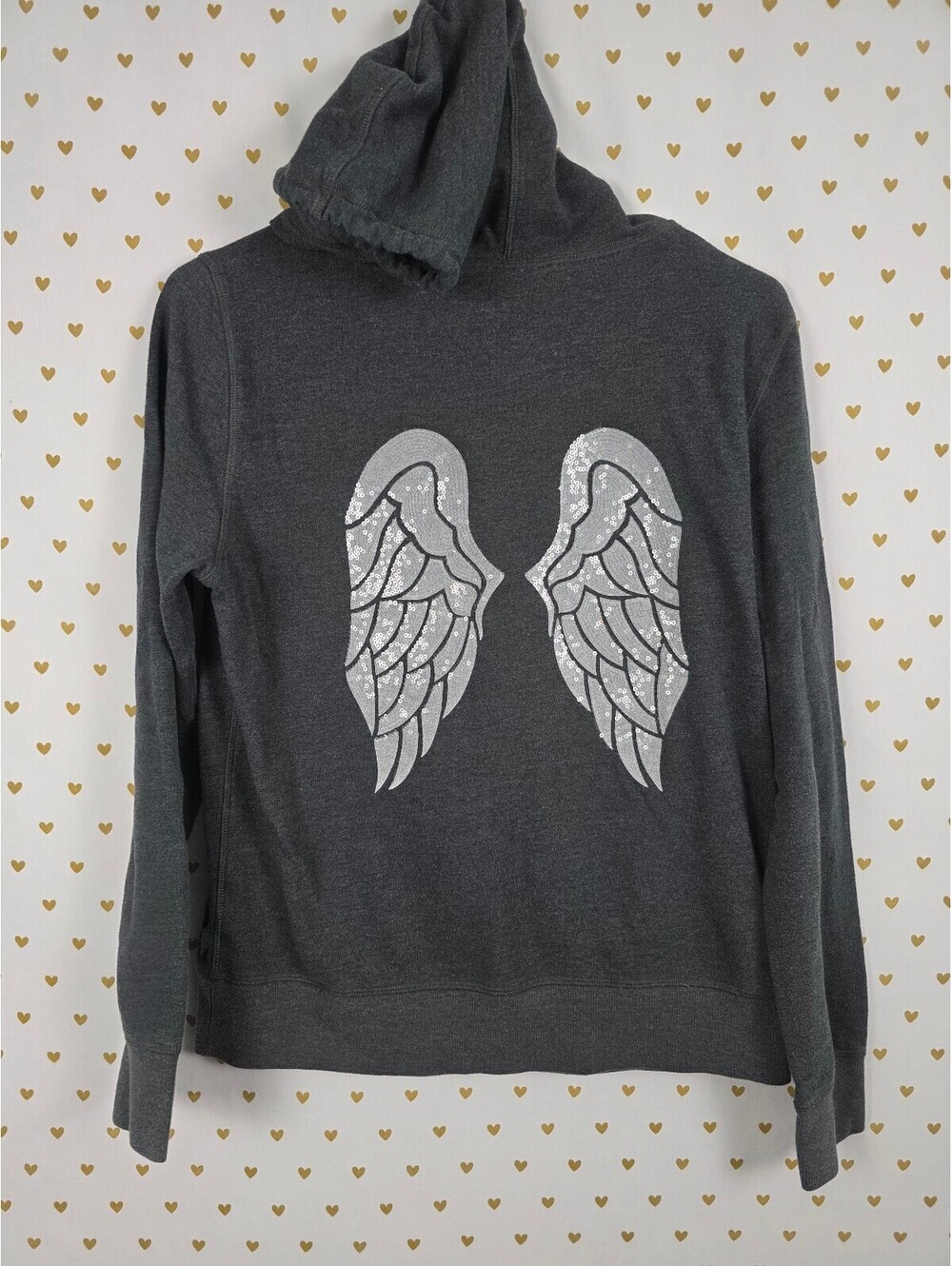 Victorias Secret ANGELS Bling WINGS White Sequin Full Zip Hoodie Jacket SMALL